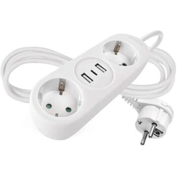 Emos Удлинитель P02214E, 1,4 м, 2 розетки, 2×USB-A, 1×USB-C, 3680 Вт, защита от детей (P02214E)