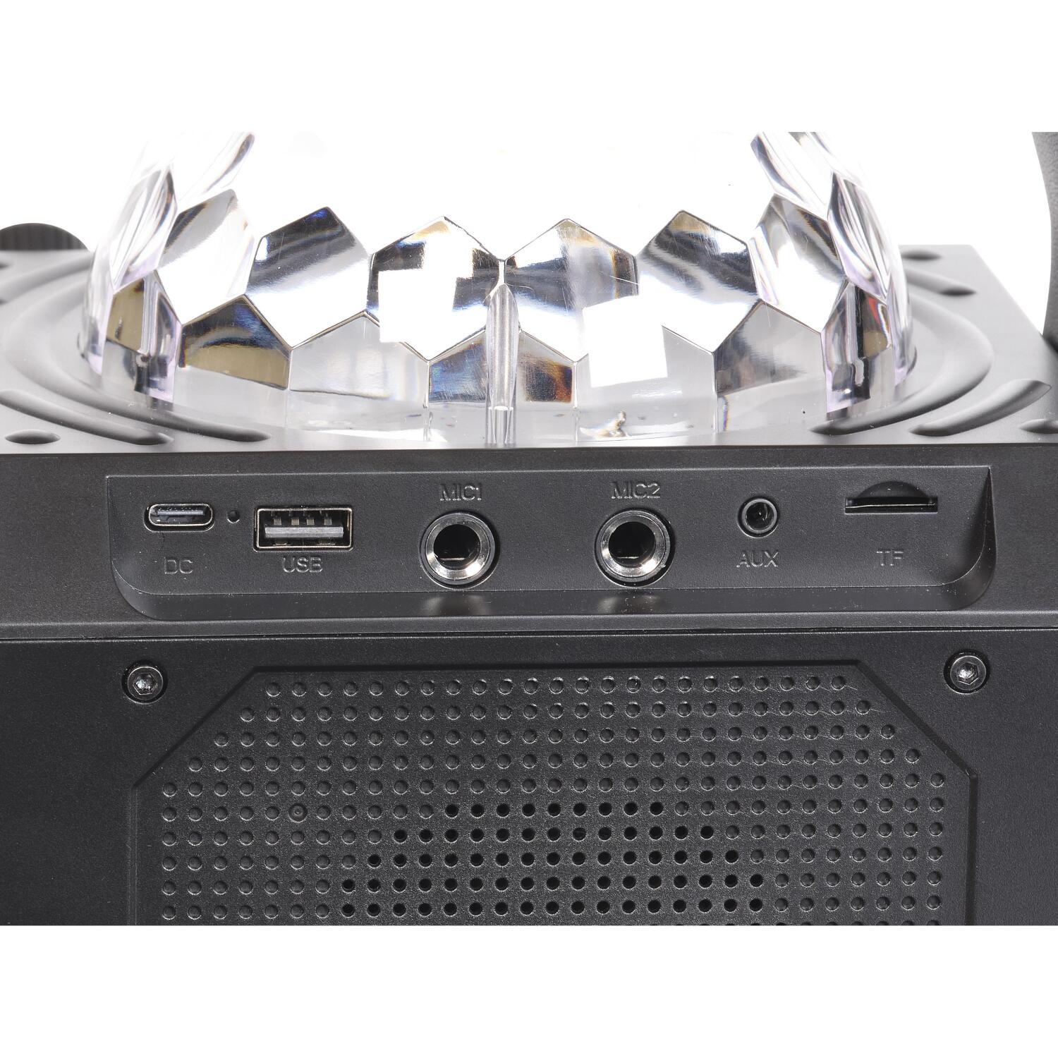 Denver Караоке колонка BTM-618 111151020840, 100W, 10W RMS, 3.7V, 1800mAh, Bluetooth, AUX, USB, MicroSD, LED подсветка (111151020840)