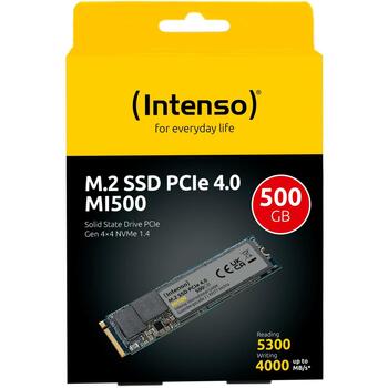 Intenso SSD M.2 3836450 500GB 5300MB/s 4000MB/s PCIe 4.0 NVME 1.4, M.2 2280, TBW 300, MTBF 1500000h (3836450)