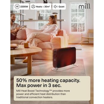 Mill Konvekcijas sildītājs CO2200LEDMAXBLACK, 2200 W, 3 jaudas līmeņi, 5-30 m², LED displejs, klusa darbība, melns (CO2200LEDMAXBLACK)