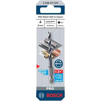 Bosch PRO 2608577570, HSS-G ударное сверло, 4мм, 83мм, 1/4