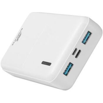 Rivacase Power Bank akumulators VA2572WHITE, 20000mAh, 20W, LiPo, QC 3.0, USB Type-C, 3x3A (VA2572WHITE)