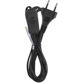Emos Кабель питания S09272, 2м, 2x0,75мм2, черный, PVC, выключатель, 1 шт. (S09272)