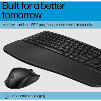 HP 685 Comfort tastatūras un peles komplekts 8T6L7UT#ABB, 2.4 GHz, Bluetooth, 4000 DPI, pilna izmēra, izliekta, melna (8T6L7UT#ABB)