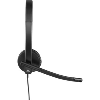 Logitech austiņas 981-000575, frekvence 31.5-20000 Hz, kabelis 1.9 m, melna, DSP, trokšņu slāpējošs mikrofons (981-000575)