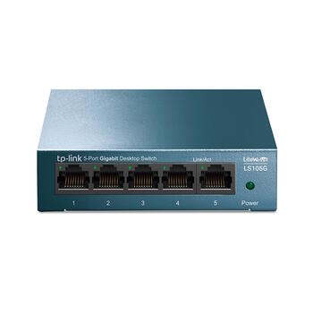 TP-Link LS105G сетевой коммутатор неуправляемый 5× Gigabit 10/100/1000 Mbps fanless компактный синий (LS105G)