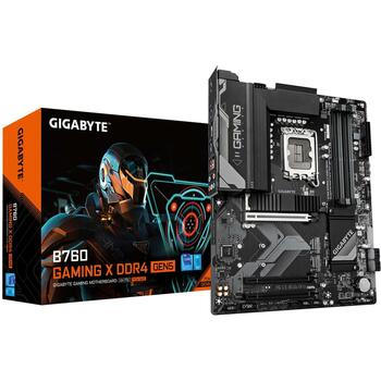 Gigabyte Mātesplate B760 GAMING X D4 GEN5, LGA 1700, 8+1+1 fāzes VRM, līdz 5333MHz DDR4, 3xPCIe 4.0 M.2, 2.5GbE LAN, USB-C 10Gb/s (B760 GAMING X D4 GEN5)