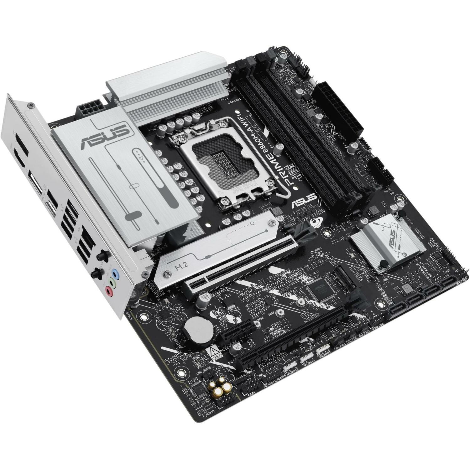 Asus Mātesplate PRIME B860M-A WIFI, LGA 1851, DDR5, 256 GB, 4 DIMM, 2.5 Gb Ethernet, Wi-Fi 6E, 6 SATA III, 2 M.2, 7.1 audio (PRIME B860M-A WIFI)