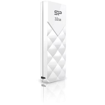 Silicon Power USB флеш-накопитель Ultima U03 SP032GBUF2U03V1W, 32 ГБ, USB 2.0, белый, выдвижной разъем, светодиодный индикатор (SP032GBUF2U03V1W)