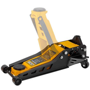 JCB гидравлический домкрат JCB-TZA830003, 3т, 508мм, 75мм, двухпоршневой, поворотные колеса, предохранительный клапан (JCB-TZA830003)