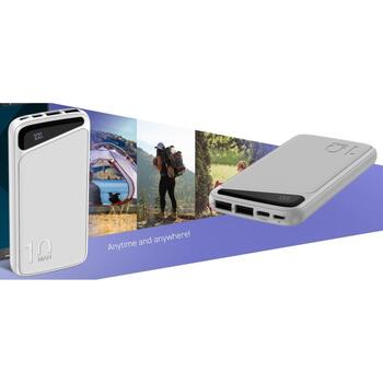 Navitel PWR10 MX White, 10000mAh, 3.7V, 37Wh, 2xUSB-A, divvirzienu USB-C, mikro-USB, aizsardzība pret pārlādēšanu (PWR10 MX White)
