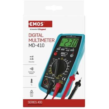 Emos Мультиметр MD-410 M3691N, 168 × 83 × 35 мм, 20 мА – 10 А AC, 20 мА – 10 А DC, 200 мВ – 300 В AC, 200 мВ – 300 В DC (M3691N)