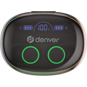 Denver Bezvadu austiņas TWE-55B 111191120550, 20Hz-20kHz, Bluetooth V5.3, 500mAh akumulators, gaismas efekts (111191120550)