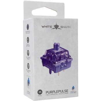 White Shark Механические переключатели PURPLEPULSE-25, 25 шт., 4 мм, Фиолетовые, Тактильные, 5 контактов (PURPLEPULSE-25)