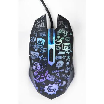 Gembird USB datorpele MUS-6B-GRAFIX-01, 6 pogas, 3600 DPI, optiskā, ergonomisks, multicolor apgaismojums (MUS-6B-GRAFIX-01)