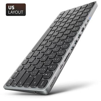 Axagon док-станция HMC-KB-US USB-C 5Gbps, 9в1, HDMI, 3x USB-A, 60 см кабель, английская клавиатура (HMC-KB-US)