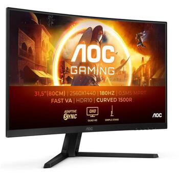 Aoc ЖК монитор CQ32G4VE, 2560 x 1440, 180 Гц, 1 мс, 300 кд/м², 2xHDMI, 100x100 мм VESA, изогнутый (CQ32G4VE)