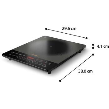 Philips Indukcijas plīts HD5850/90, 2000 W, 1 riņķis, 10 temperatūras iestatījumi, stikla keramikas virsma, taimeris (HD5850/90)