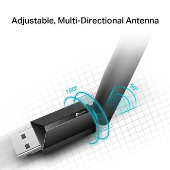 AC600 высокоусиленный беспроводной двухдиапазонный USB-адаптер, TP-Link, Archer T2U Plus, 600 Мбит/с, 5dBi (ARCHERT2UPLUS)