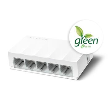 5-Port 10/100Mbps настенный коммутатор, TP-Link, LS1005, 5× 10/100Mbps, Без вентилятора, Внешний блок питания (LS1005)