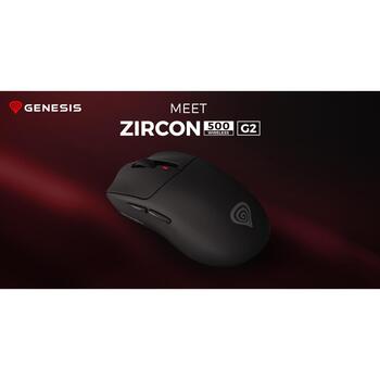 Genesis Zircon 500 G2 NMG-2113, spēļu pele, bezvadu, optiskā, 10000 dpi, 6 pogas, 2.4 GHz, Bluetooth, USB Type-C, melna (NMG-2113)