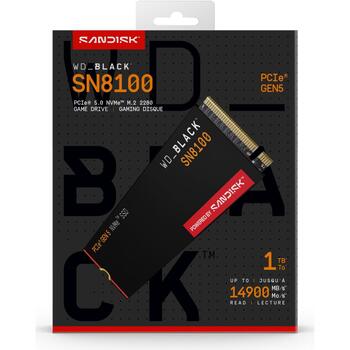 Sandisk SSD WD_BLACK SN8100 WDS100T1X0M, 1000GB, M.2, PCIe 5.0 x4, NVMe, 14900MB/s чтение, 11000MB/s запись, TLC 3D NAND, 2400TBW (WDS100T1X0M)