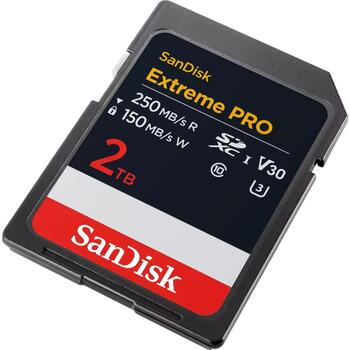 Sandisk карта памяти SDSDXXD-2T00-GN4IN, 2TB, SDXC, UHS-I, U3, V30, 250MB/s чтение, 150MB/s запись, класс 10, ударостойкая (SDSDXXD-2T00-GN4IN)