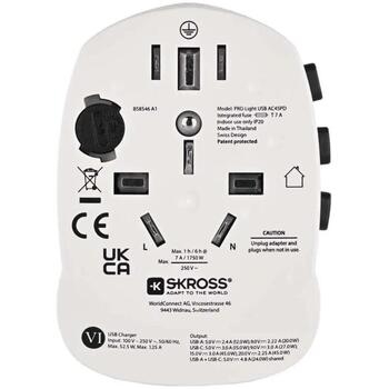 Emos P0056U дорожный адаптер, 1×USB-C PD 45W, 1×USB-A QC 3.0, 100-250V, 7A, белый (P0056U)