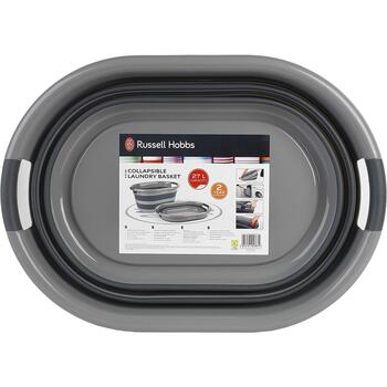 Russell Hobbs Складная корзина для белья LA053879GRYF1EU7, 27л, 62.5см, 45см, 28см, пластик, черный/серый (LA053879GRYF1EU7)