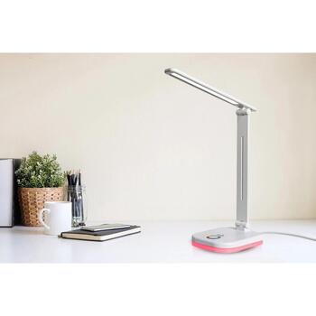 Hawk HWDL001WH galda lampa, 5W, LED, 3000-6500K, 5 krāsu temp., regulējama, USB-C, taimeris, RGB (HWDL001WH)