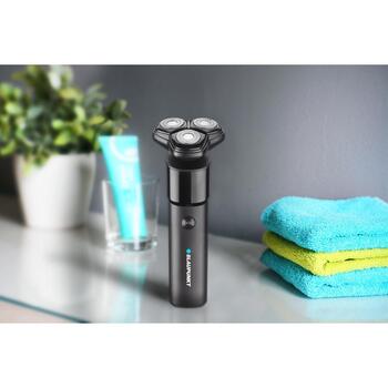 Blaupunkt MSR502 триммер для бороды, ротационный, 3 головки, Li-Ion, 70 мин, USB-C, 60 мин, черный (MSR502)