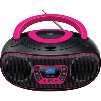 Denver TDB-212 Pink 111141900040, DAB+ Динамик, Розовый, 230V, FM радио, Bluetooth, AUX, USB MP3, LED подсветка (111141900040)