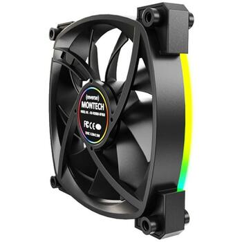 Montech Datora korpuss ventilators RX120 PWM BLACK 3 IN 1, 120mm, 1600RPM, 27dB, 3xRGB, 4-pin PWM (RX120 PWM BLACK 3 IN 1)
