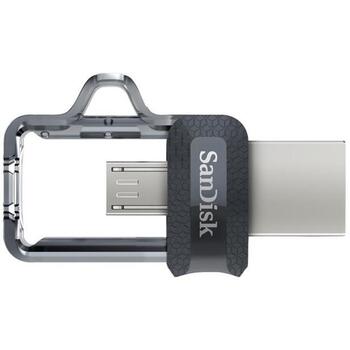 SanDisk USB флеш-накопитель 32 ГБ SDDD3-032G-G46, 150 МБ/с, USB Type-A, Micro-USB, черный, прозрачный (SDDD3-032G-G46)