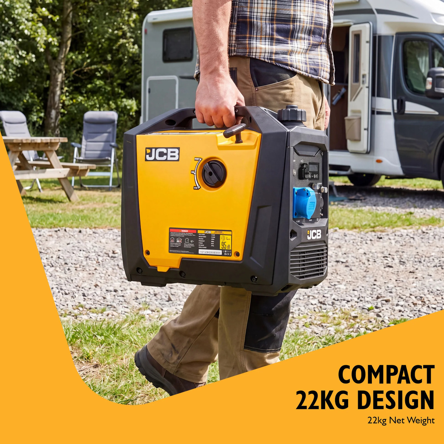 JCB JCB-IG3500E invertora benzīna ģenerators elektroapgādei 3400W 230V 149cm³ elektriskais starts Pure Sine Wave USB USB-C (JCB-IG3500E)