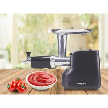Beper Мясорубка P102ROB200, 1200W, 3 диска, 3, 5, 7 мм, реверс, в комплекте насадки для колбас и сока (P102ROB200)