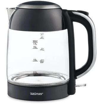 Zelmer ZCK8025 электрический чайник, 71507002P, 1.7 л, 2200 Вт, стекло, черный, LED, поворотная база 360° (71507002P)