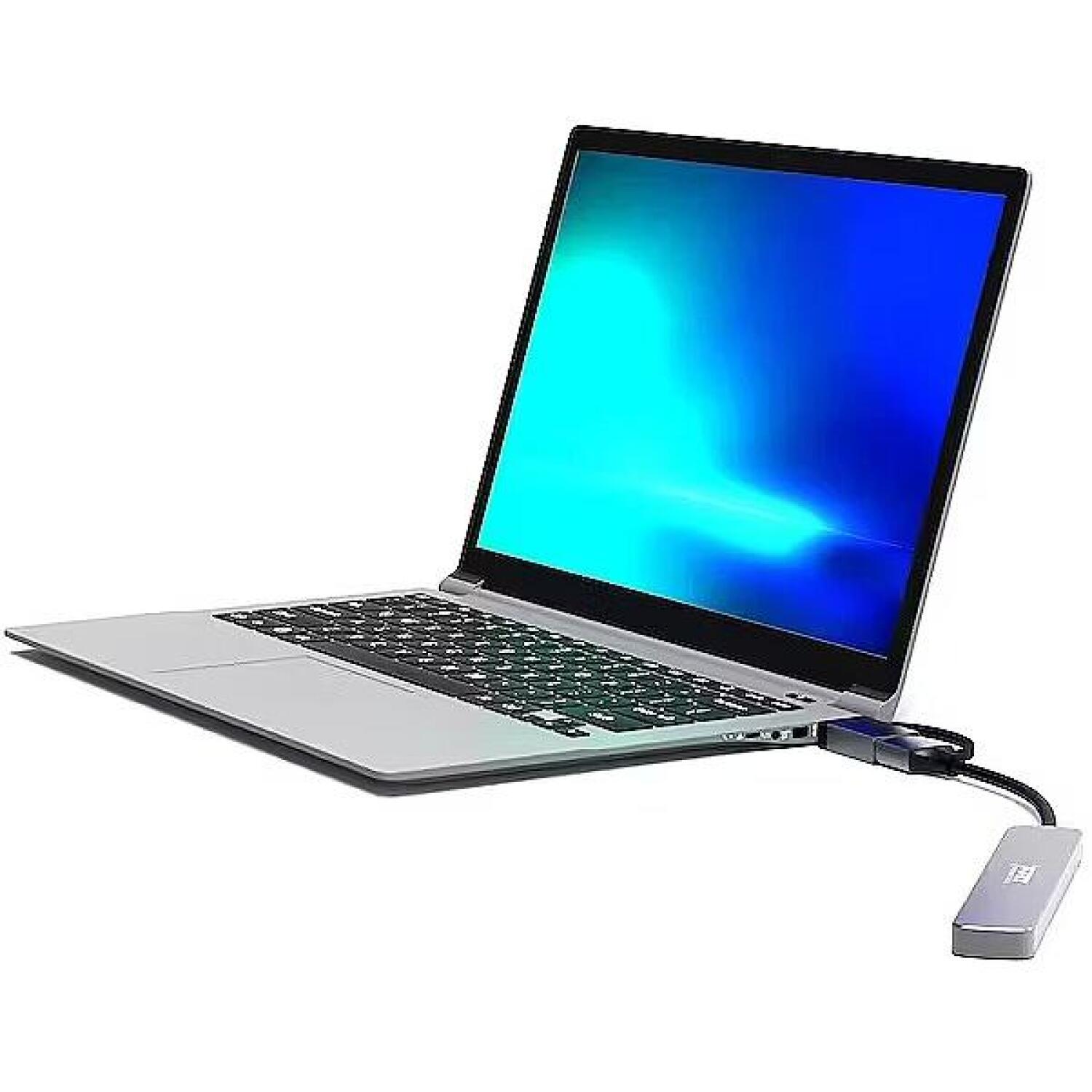 Port Connect USB-хаб 900161, 4x USB-A 3.0, 5 Гбит/с, USB-C/USB-A, алюминиевый корпус, MacOS, Windows (900161)