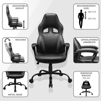 Subsonic SA5642-S1 игровое кресло Супермен, 13.8кг, 120кг, 51см, 119-129см, экокожа, металлический каркас, регулировка высоты (SA5642-S1)