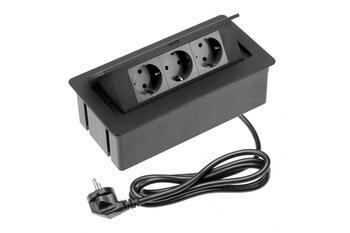 GTV мебельная розетка SOFT AE-PBSC3GS-20NN, 3xSchuko, 1,5м, 3600Вт, 220-240В, IP20, черный, алюминий (AE-PBSC3GS-20NN)