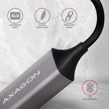 Axagon Сетевой адаптер ADE-TR, 1000 Mbit/s, USB 3.2, Realtek RTL8153, Gigabit Ethernet, Plug and Play, адаптер питания (ADE-TR)