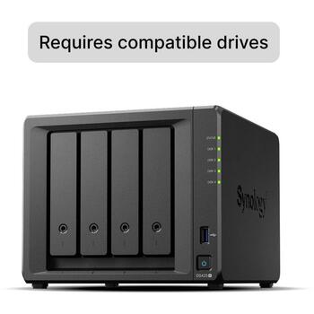 Synology NAS хранилище DS425+, 4 отсека, 2 ГБ ОЗУ, 2 RJ45, 2 USB 3.2, 28.25 Вт (DS425+)