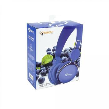 Sbox Наушники HS-736BL, 20Hz-20KHz, 32Ω, 105dB±3, 1.2m, накладные, проводные, складная конструкция, синий (HS-736BL)