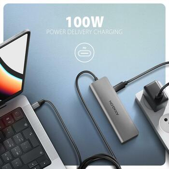 Axagon USB centrmezgls HMC-5H 5in1, 3x USB 5Gbps, 1x HDMI, 100W PD, 1m kabelis (HMC-5H)