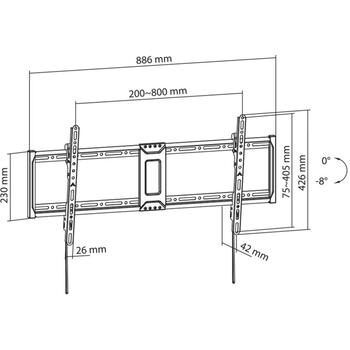 Sbox televizora kronšteins PLB-5948T-2, 43''–100'', 75kg, 200x200–800x400, melns, 4.2cm no sienas (PLB-5948T-2)