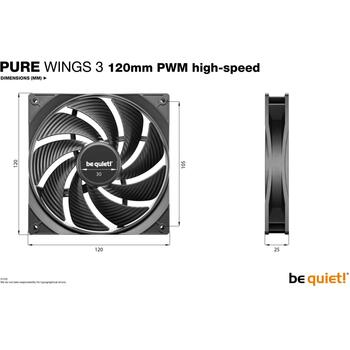 Be Quiet Datora korpuss ventilators Pure Wings 3 BL140, 120mm, 2100RPM, 101.2m³/h, 2.41mmH2O, 3 ventilatori (BL140)