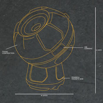 JCB uzlādējams rotējošs LED darba lukturis darbnīcai un būvlaukumam 600lm 360° magnētiska pamatne USB Powerbank IP44 JCB-WL-GLOBE (JCB-WL-GLOBE)