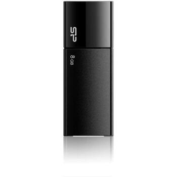 Silicon Power zibatmiņas diskdzinis Ultima U05 SP008GBUF2U05V1K, 8GB, USB 2.0, USB Type-A, melns, matēts, LED indikators (SP008GBUF2U05V1K)