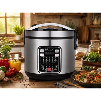 Brock MC 3203 мультиварка, 5 л, 900 Вт, 32 программы, корпус из нержавеющей стали, дисплей, таймер (MC 3203)
