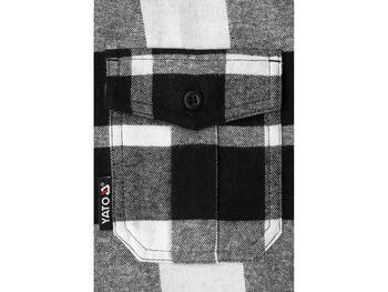 Yato Фланелевая рубашка YT-78817, XXXL, 190-196 см, 100% хлопок, 170 г/м², белый и черный, 2 нагрудных кармана (YT-78817)